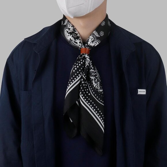 ⚡Men B-Black Necktie 27.5 Inches Cowboy Scarves Pocket Square Silk Bandanas - Picture 2 of 8